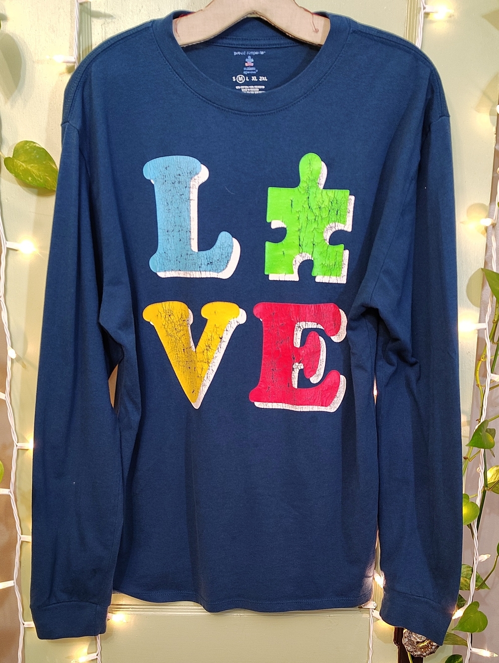 Women's Autism Puzzle Love Long Sleeve Blue T-shirt M